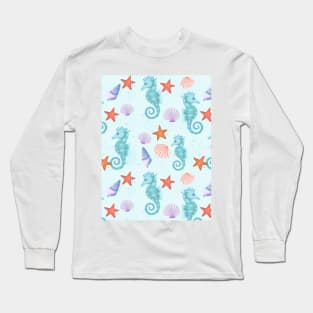 Sea Horses, Sea Stars and Shells Long Sleeve T-Shirt